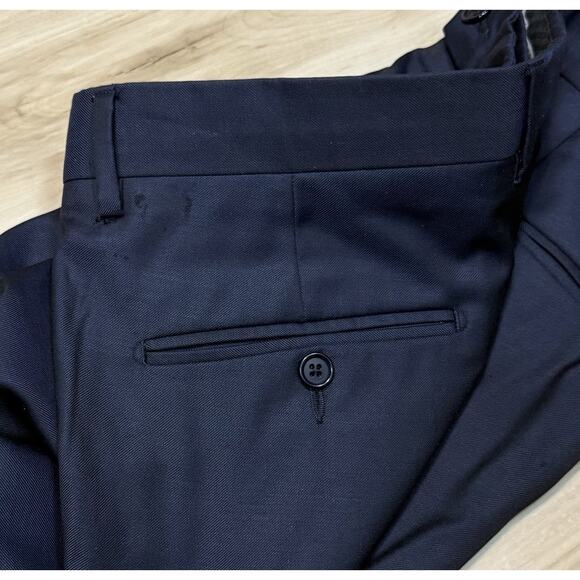 Yves Saint Laurent Mens 35 x29 Wool Pants Navy Blue Lightweight Smooth Size 35 - Picture 8 of 15
